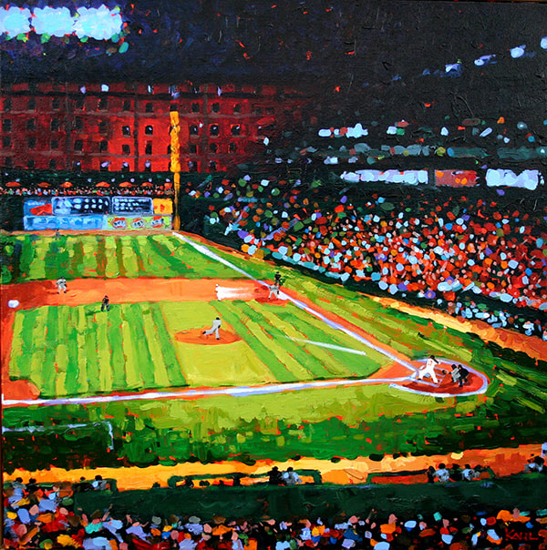 Painting of Camden Yards O's Night Game