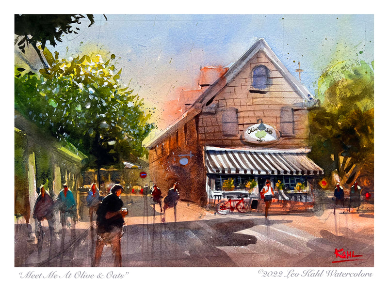 Watercolor painting of a breakfast cafe in Lewes Delaware