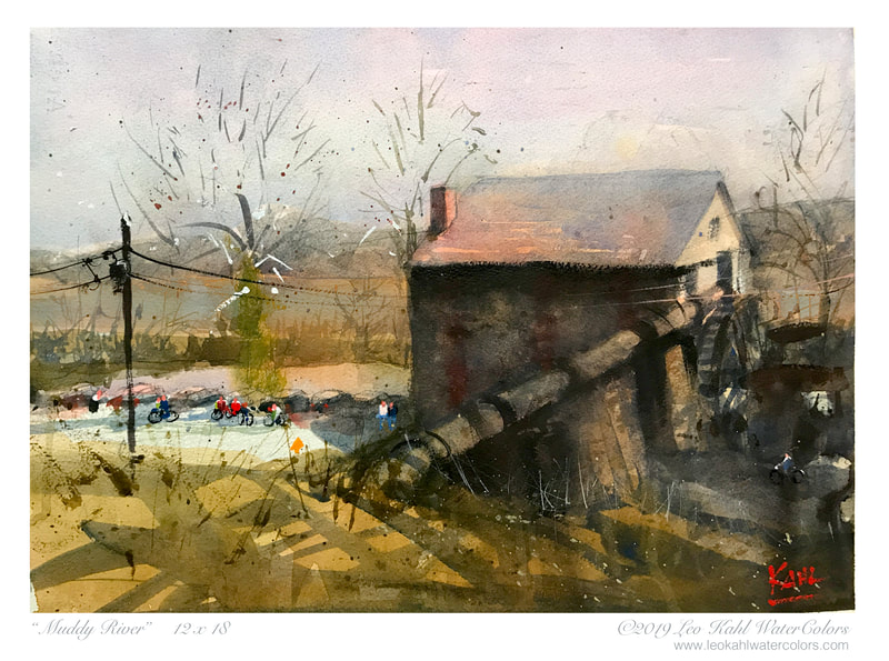 Watercolor painting of old mill at Susquehanna state park